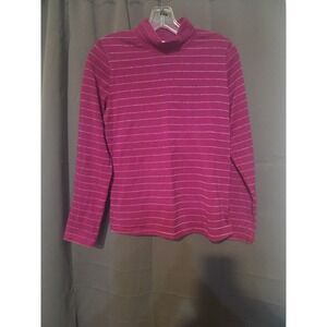 Allison Daley Red‎ Sweater, Silver Glitter Stripes, Women's Petite Small Knit